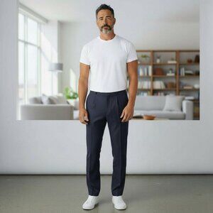 100% laine vierge Woolmark Pantalon vintage Sears Neuf homme T 44 Bleu marine